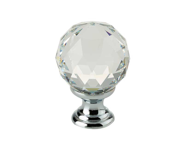 20mm Polished Chrome Crystal Faceted Cupboard Knob